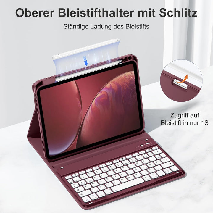Hülle mit Tastatur für iPad A16 11 Generation 2025/10 Generation 2022(11/10.9 Zoll), Magnetische Ant