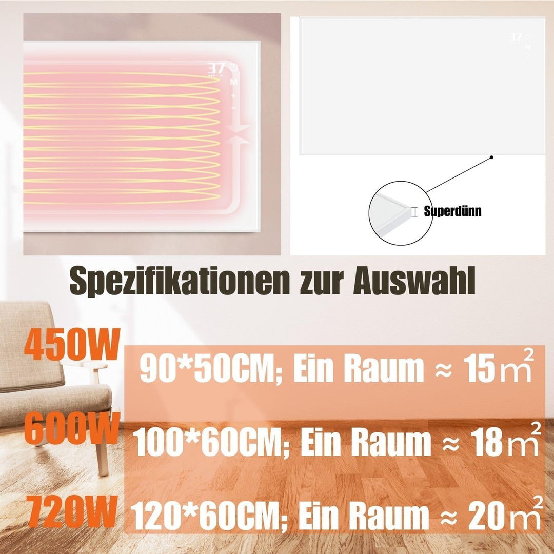 Mursche Infrarot Wandheizung Infrarotheizung 450W - Thermostat Heizung Elektrisch Infrarotheizung St