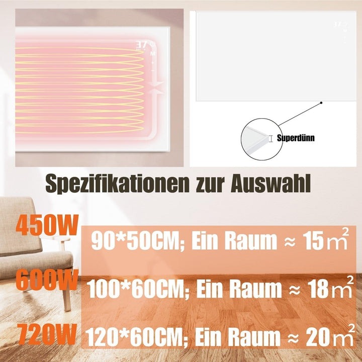 Mursche Infrarot Wandheizung Infrarotheizung 450W - Thermostat Heizung Elektrisch Infrarotheizung St