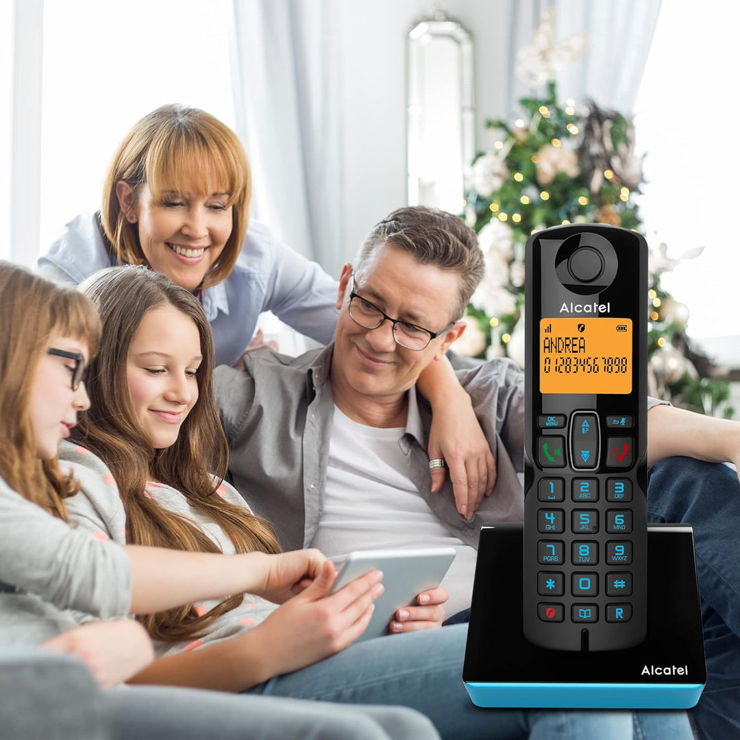 ALCATEL S280 Duo Schwarz und Blau, Schnurloses Telefon mit zusätzlichem Mobilteil Plus erweiterter A