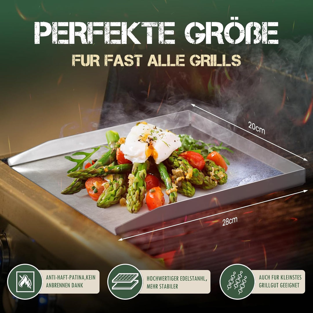 Edelstahl Plancha Grillplatte-Grillplatte für Gas & Kohlegrill -Grillzubehör Geschenk für Männer