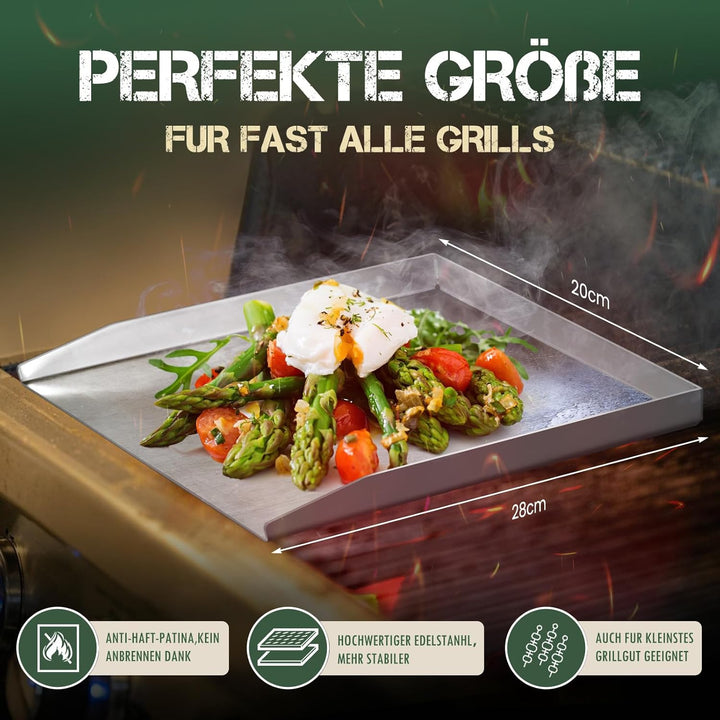 Edelstahl Plancha Grillplatte-Grillplatte für Gas & Kohlegrill -Grillzubehör Geschenk für Männer