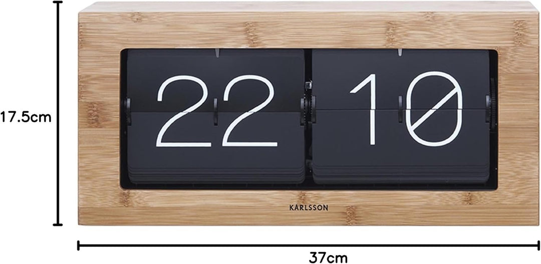 Karlsson KA5642WD Tisch Wanduhr XL Flip Clock Holz 17,5 x 37 x 9 cm Bambusholz 37 x 17,5 x 9 cm Bamb
