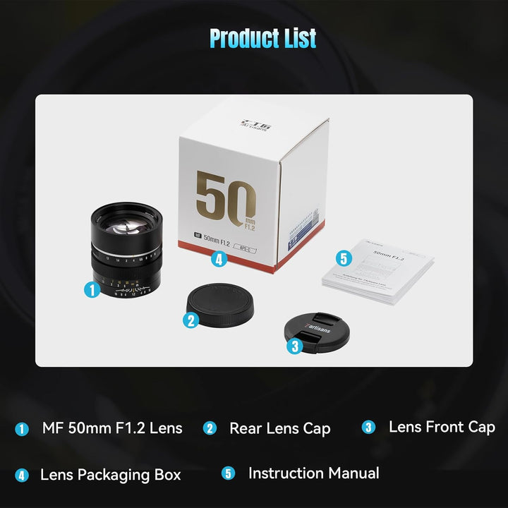 7Artisans 50mm F1.2 für Z-Mount Objektiv, APS-C manueller Fokus, kompatibel mit Nikon Z-Mount ZFC,Z5