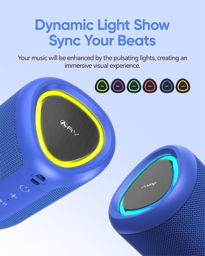 AY Tragbarer Bluetooth Lautsprecher mit Licht, Musikbox Bluetooth mit Leistungsstarker Kristallklare