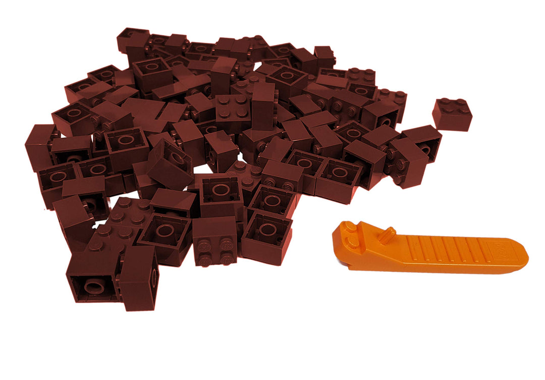 LEGO Classic 100 Stück 2x2 Steine (3003) mit Steinetrenner (braun)