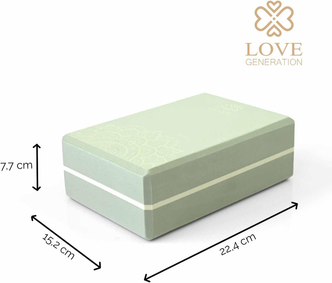 Love Generation - Yoga Block - High Density Eva - für Yoga, Fitness, Pilates und Stretching (Grün)