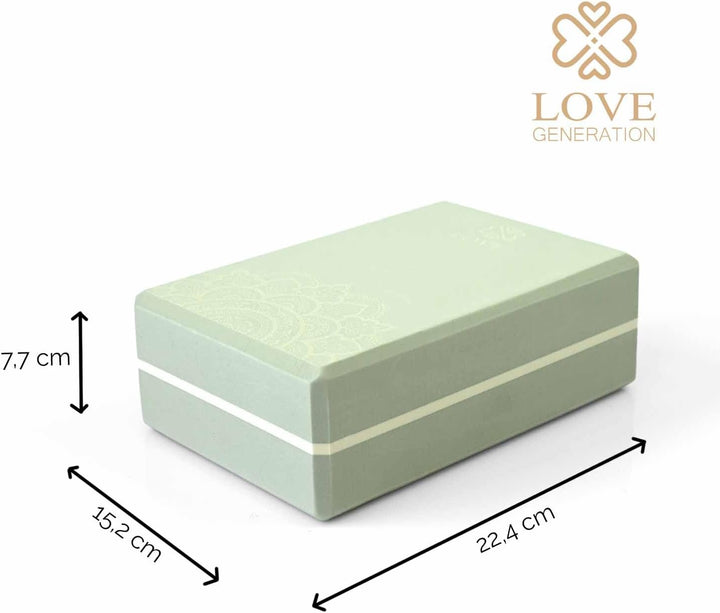 Love Generation - Yoga Block - High Density Eva - für Yoga, Fitness, Pilates und Stretching (Grün)