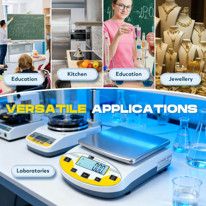 CGOLDENWALL Laborwaage durch Präzise Kalibrierung mit 5000g,0.01g Genauigkeit Digitale Analytische E