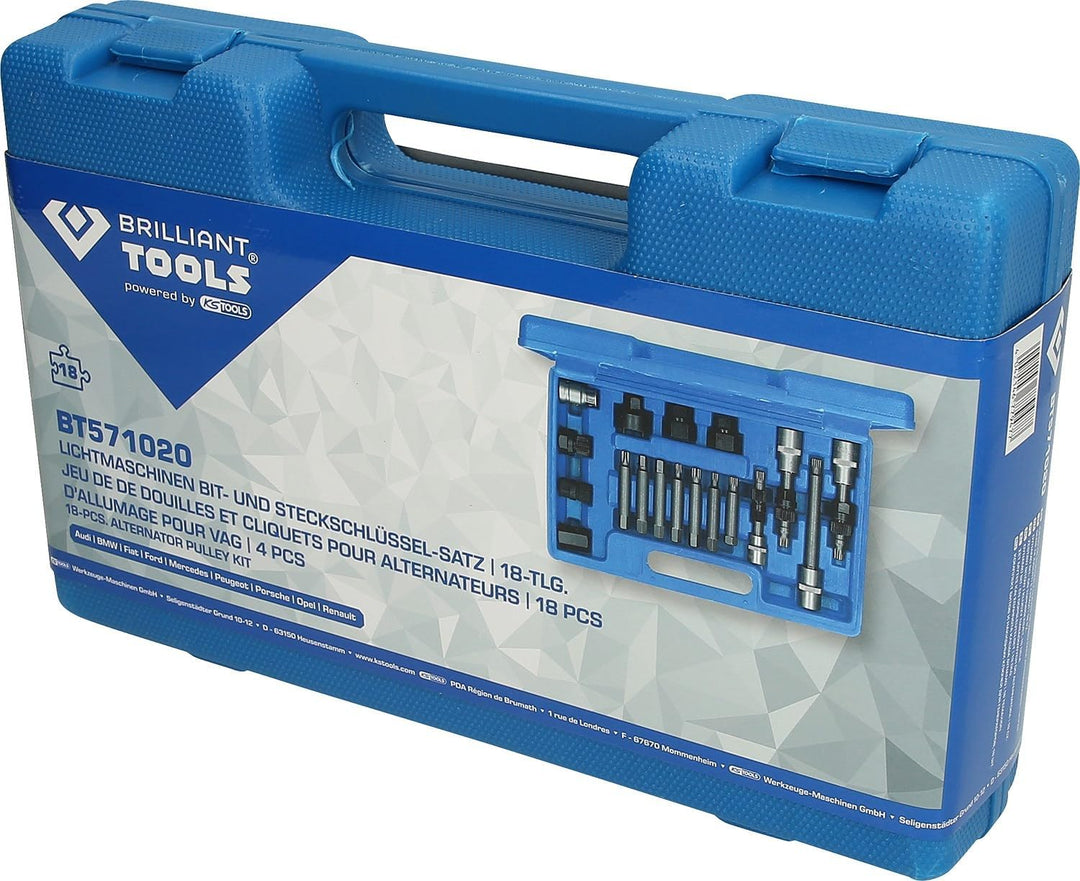 BRILLIANT TOOLS BT571020 Lichtmaschinen Bit- und Steckschlüssel-Satz, 18-tlg [Powered by KS TOOLS]