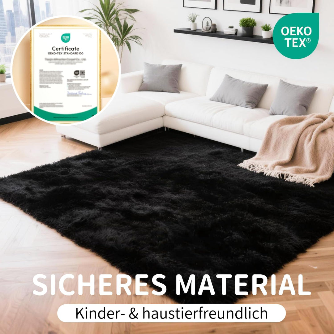 VOFUSHON Wohnzimmer Hochflor Teppich,Shaggy Flur Läufer Teppich Modern Flauschiger Weich Teppich Gro