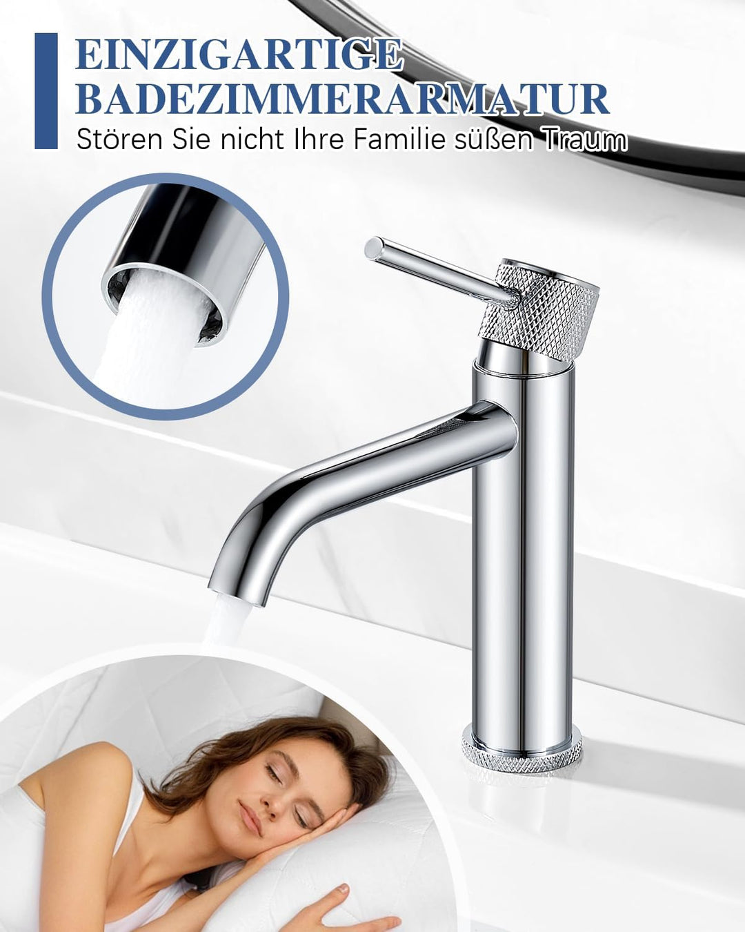 Wasserhahn Bad, Waschtischarmatur Waschbecken Armaturen Einhebelmischer Einhand Mischbatterie Chrom,