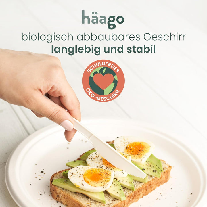 HAAGO - 200 Messer PLA Besteck Set - Wiederverwendbares, spülmaschinenfestes Hochleistungsbesteck fü