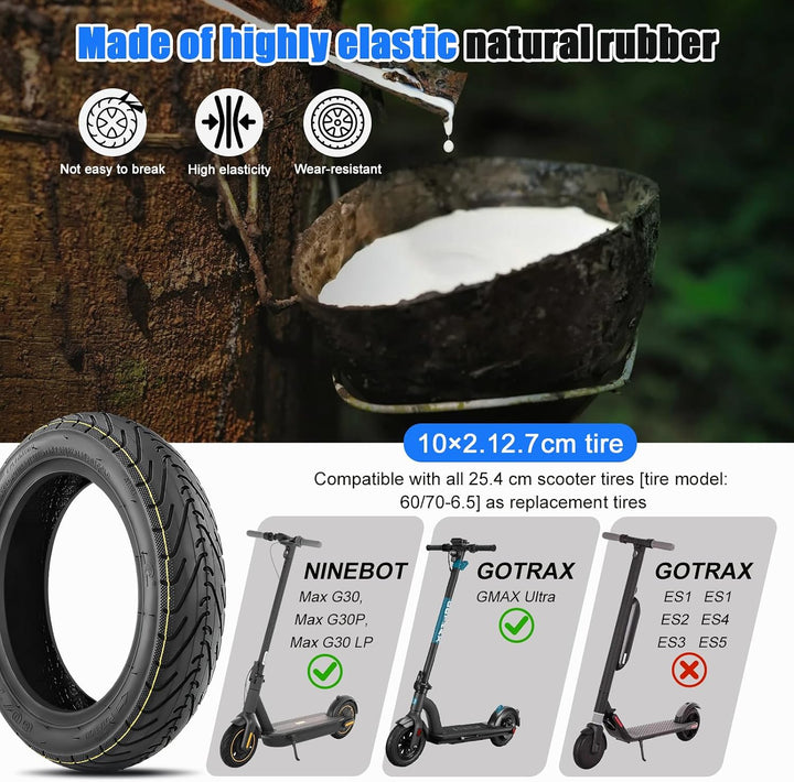 10 Zoll tubeless Reifen für Ninebot Max G30/G30D/G30E/G30LP - Offroad 60/70-6.5 Ersatzräder, selbstr