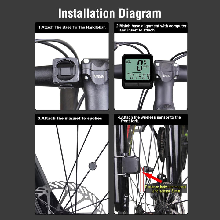 BuyWeek Fahrradcomputer, 24 Funktionen Fahrrad Tacho Auto Schlaf Aufwachen Hintergrundbeleuchtung Re