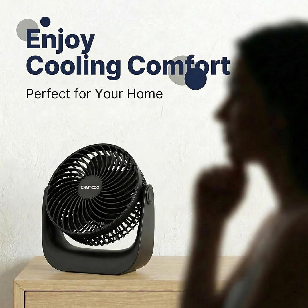 CNMTCCO USB Tischventilator Leise, 6 Zoll Ventilator mit 3 Geschwindigkeiten & 360° Drehung, Starker
