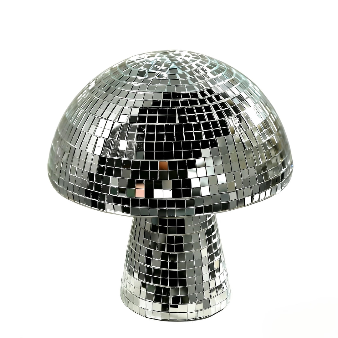 Morofme Discokugel Pilz, Silber Disco Pilz Deko, Spiegelkugel Discokugeln Deko, Glitzer Diskokugel B