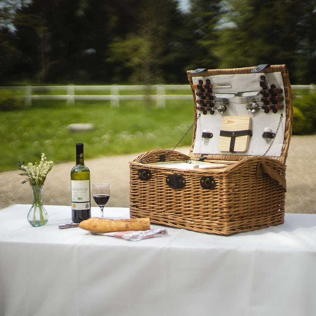 Les Jardins de la Comtesse - Picknickkorb Gisors aus honigfarbener Weide - Komplett Ausgestattet/4 P