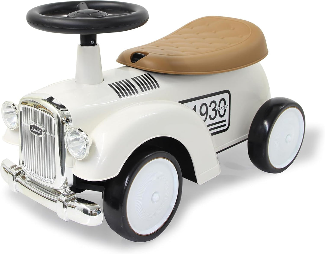 JAMARA 464010 Rutscher Classic Car-Kofferraum unter der Sitzfläche, Flüsterreifen, Scheinwerferattra