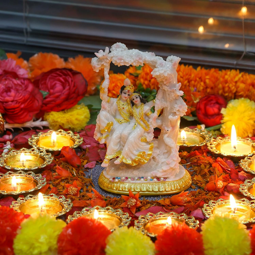 alikiki Indischer Gott Radha Krishna Statue - 17,0 cm H Indien Idol Radha Krishna Statue für indisch