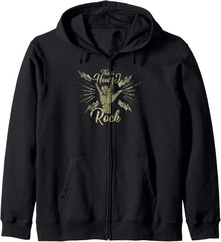Rock Gitarren Spieler Rockmusik Vintage Rock and Roll Kapuzenjacke