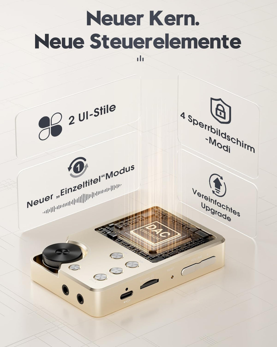 MECHEN M30 MP3 Player 64GB Hi Res Audio DSD FLAC Gold, Gold