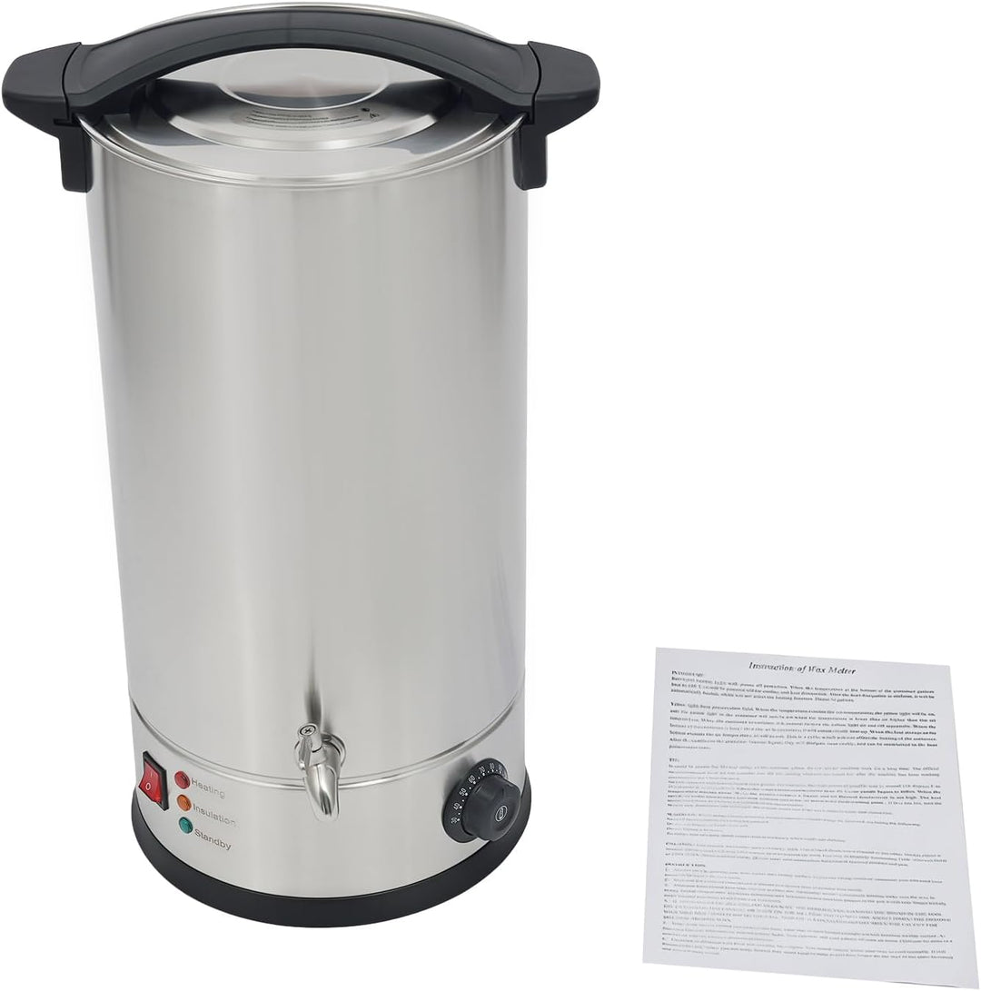 Kazafa 1800W 220V 15L Elektrischer Wachsschmelztopf mit Wasserhahn, Griffe | Automatische Abschaltfu