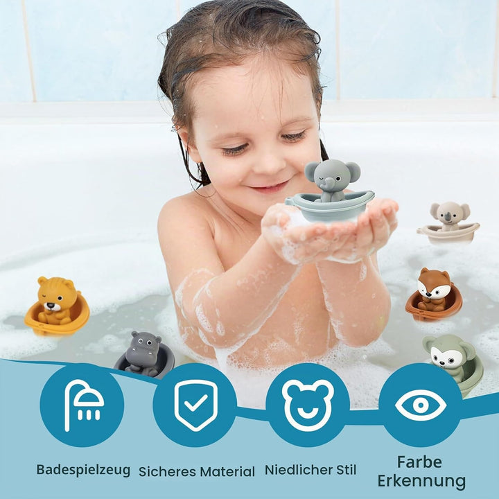 LYNSAN 12 Stück Badewannenspielzeug Badespielzeug Baby Silikon Badewanne Spielzeug Wasserspielzeug S