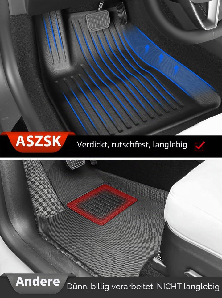 3 Stück Fussmatten für Tesla Model 3 2024 2025, Model 3 Highland Allwetter-Kofferraumschutz Fussmatt