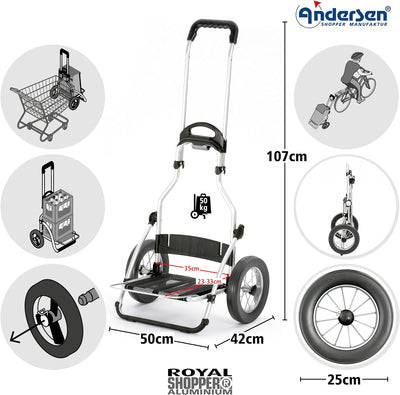 Sondermodell Andersen Einkaufstrolley Royal mit Metallspeichenrad 25 cm und 49 Liter Einkaufstasche