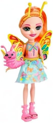 Enchantimals Puppen, City Tails Puppe Belisse Butterfly und Tierfreund Dart, Kleine Puppe mit abnehm