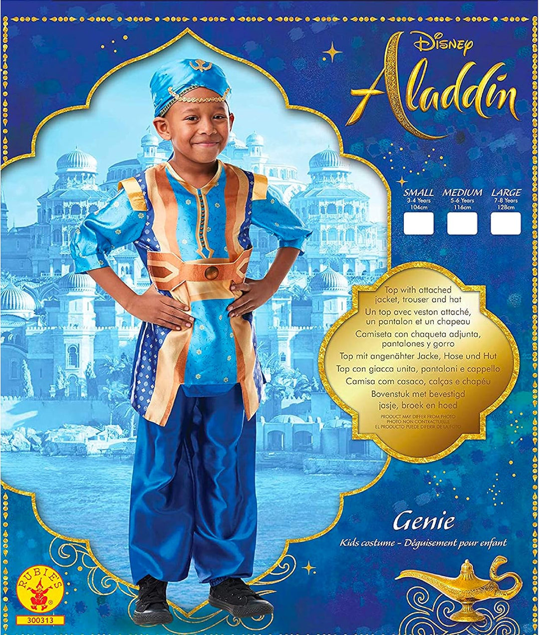 Rubies offizielles Disney-Kostüm Aladdin Dschinni Kostüm für Kinder Large - Age 7-8 Jahre, Large - A