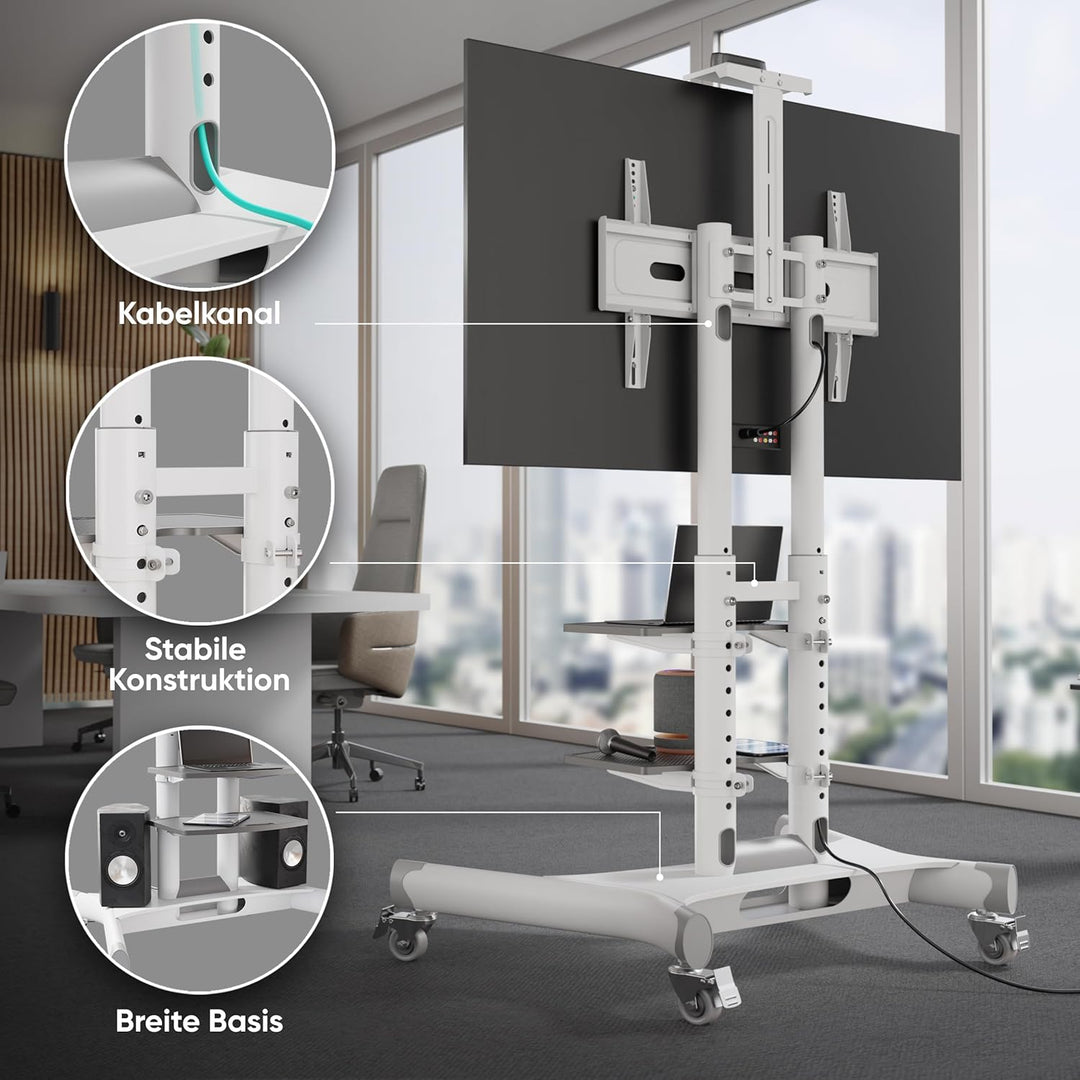 ONKRON TV Bodenständer höhenverstellbar & TV Ständer rollbar - VESA Standfuss 600x400 für 40-70 Zoll