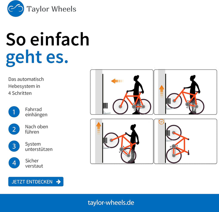 HANDLER Storage Fahrradlift 2ER-SET, Vertikale Wandhalterung in grau für E-Bikes &amp; Fahrräder bis 32k
