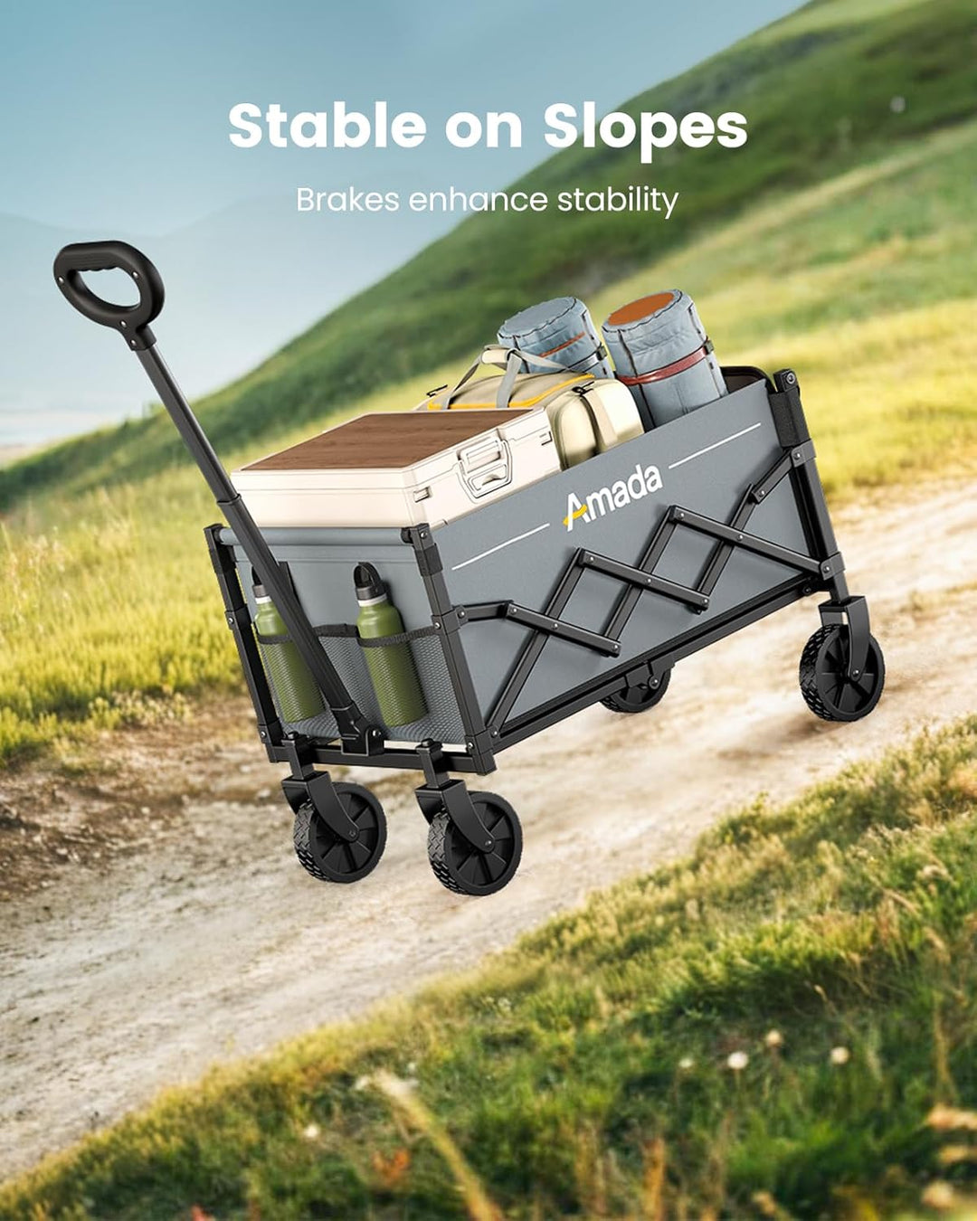 AMADA HOMEFURNISHING Bollerwagen faltbar, klappbarer Bollerwagen mit Maximalbelastung 163kg & Speich