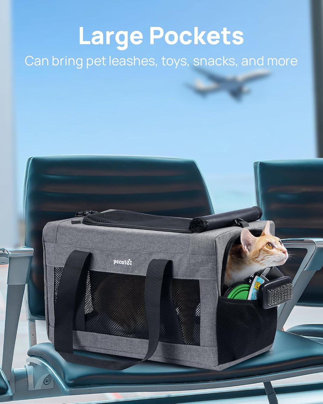 pecute Katzentasche Transporttasche Flugtasche Stabiler Halt Haustier Tragetasche, Transportbox Katz