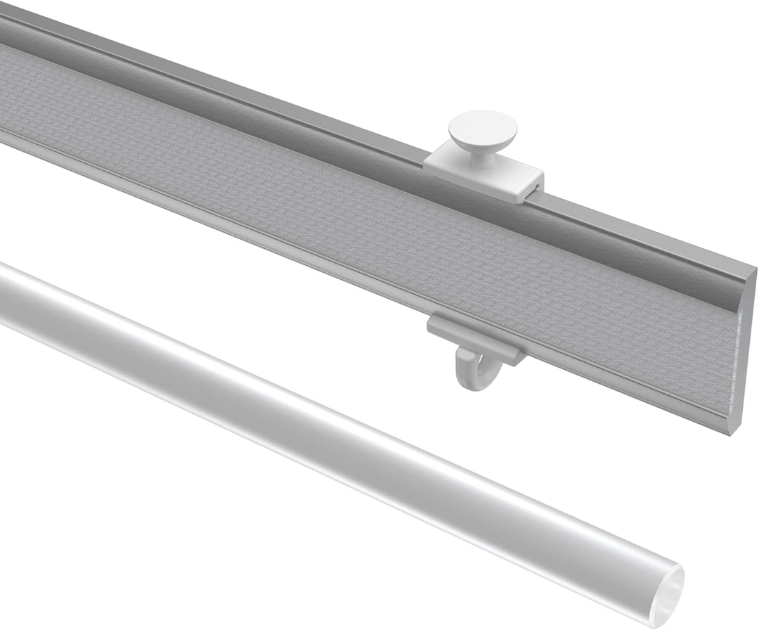 INTERDECO Paneelwagen (6 Sets) Silbergrau, Aluminium mit Klettband für Gardinenschienen, Easyslide,