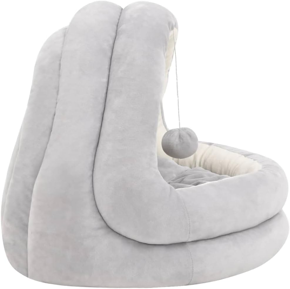 vidaXL Katzenbett 40x40x35cm Grau Creme Hundebett Katzenhöhle Katzen Nest 40 x 40 x 35 cm Grau, 40 x