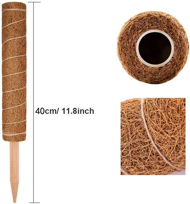 4 Stück Pflanzstab Kokos, 40cm Moosstab für Monstera, Moss Pole, Verlängerbar Coir Moss Stick,Prakti