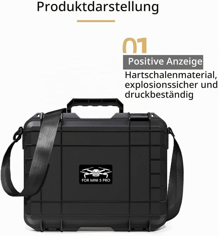 ZJRXM Mini 5 Pro Koffer, Hardshell Aufbewahrungs Tasche für DJI Mini 5 Pro Drone Zubehör, Hartschale
