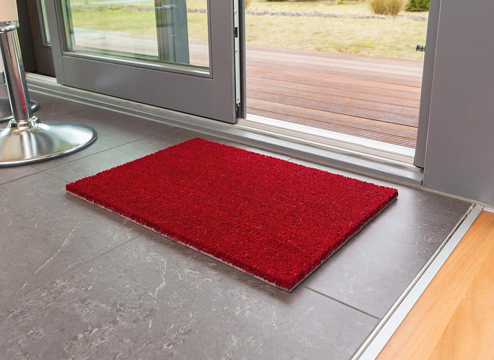 Carpido rutschfeste Kokosmatte - 40 x 60 cm Rot - Nachhaltige Naturfaser für den überdachten Aussenb
