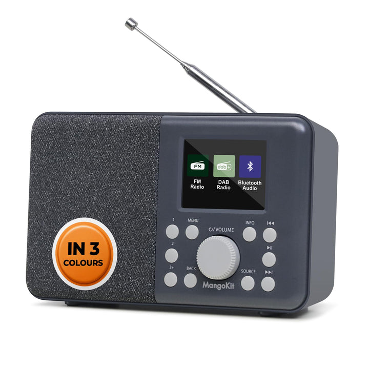 MangoKit MD3 DAB/DAB+ und UKW tragbares Digitalradio, Bluetooth-Lautsprecher, Kopfhörer, 40 voreinge