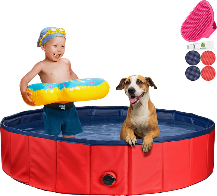 Stabiler Hundepool | Planschbecken für Hunde | Faltbarer Pool mit Ablassventil | rutschfeste Badewan