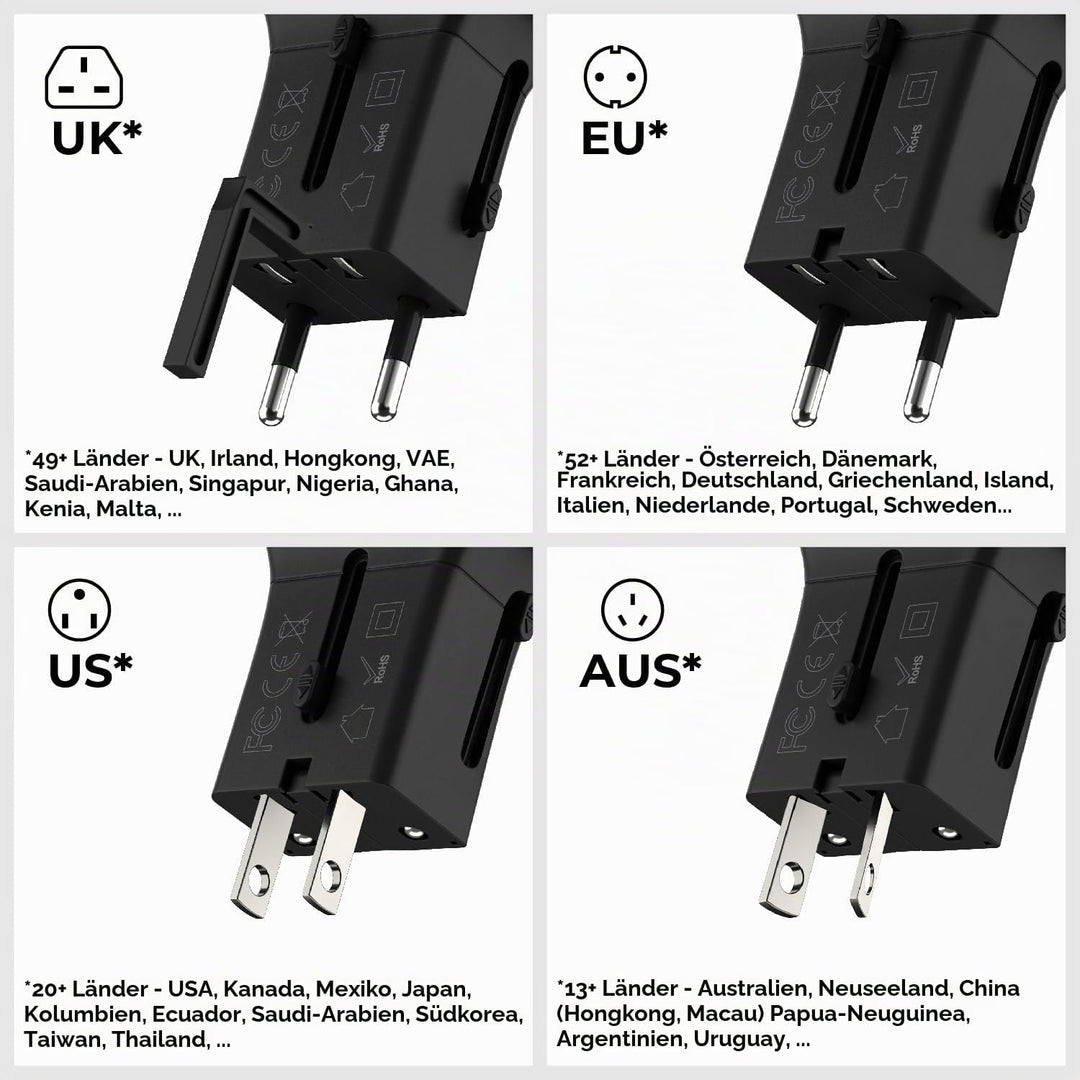 Rolling Square Pocket Travel Charger – Universal-Ladeadapter mit USB-C und USB-A Buchse, perfekt für