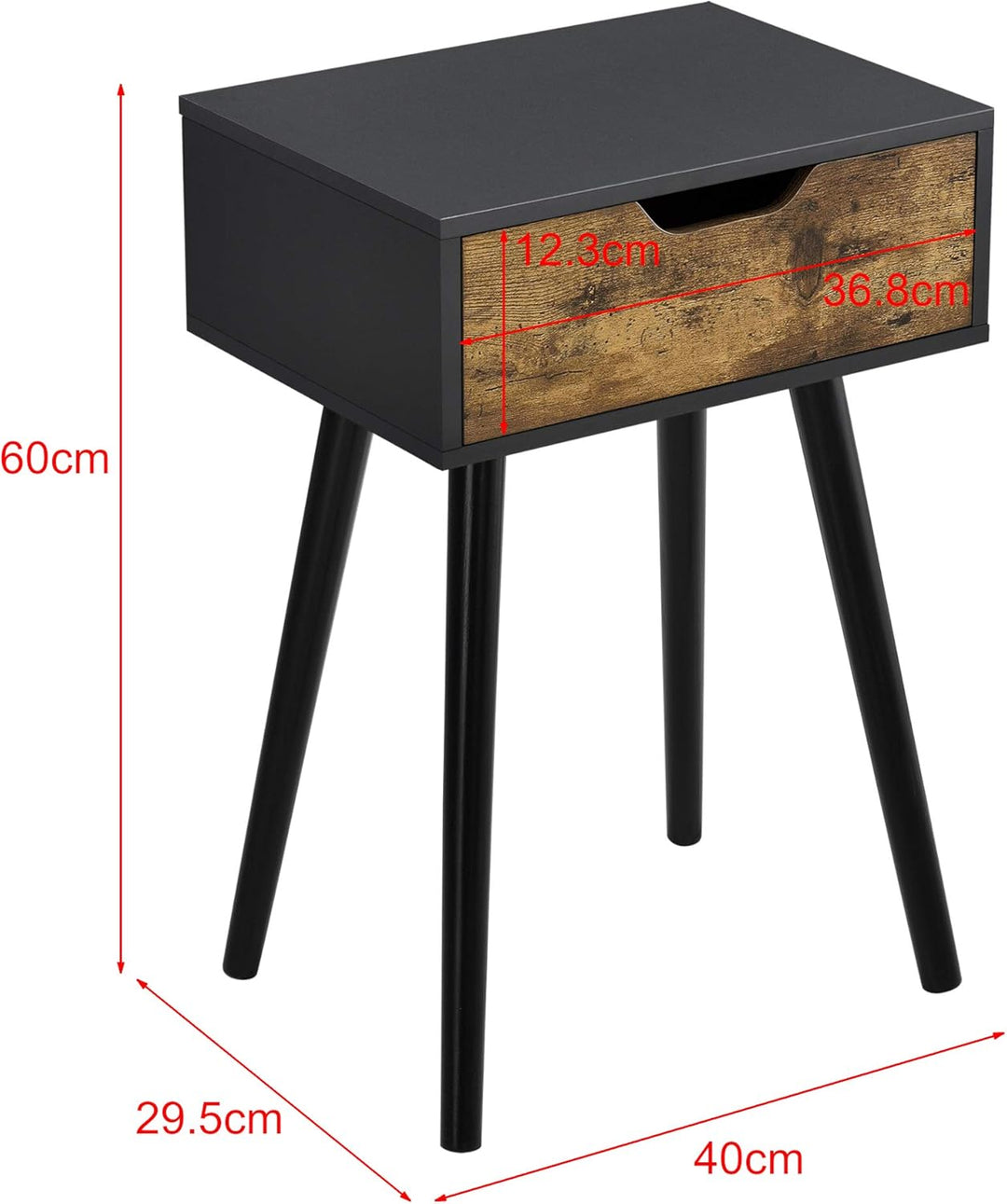 [en.casa] Beistelltisch Östersund Wohnzimmertisch 60 x 40 x 30 cm Nachttisch Flurtisch Telefontisch