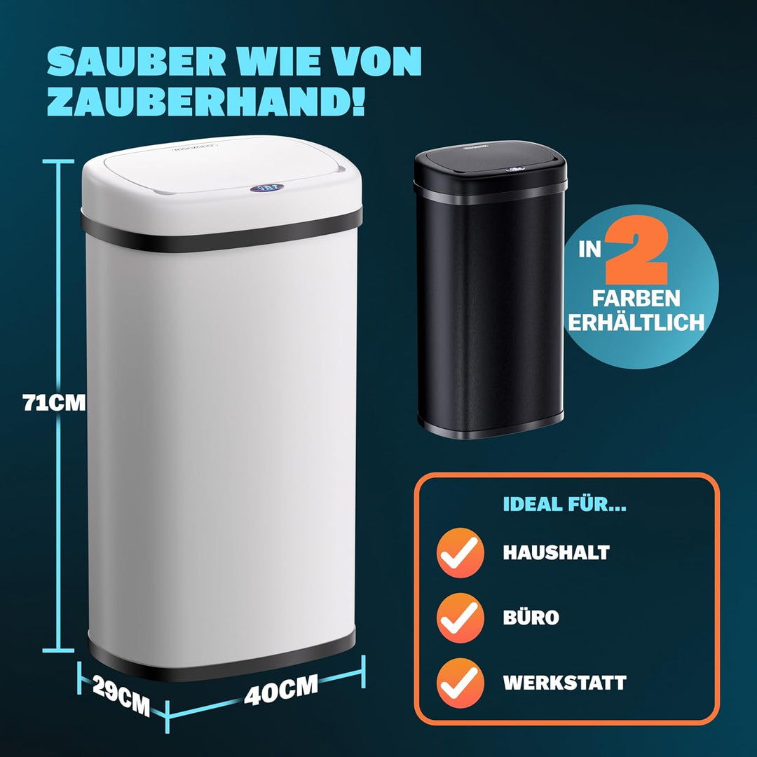 Monzana® Sensor Mülleimer Küche 58 L Automatik mit Bewegungssensor Soft-Close-Deckel Wasserdicht USB
