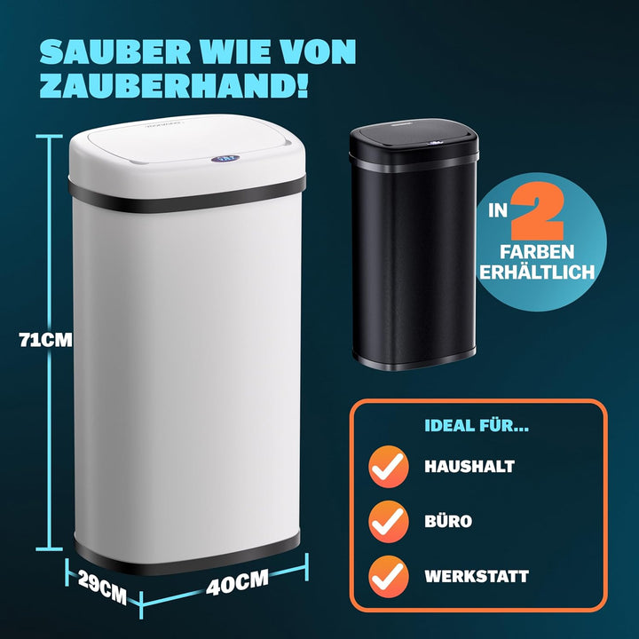 Monzana® Sensor Mülleimer Küche 58 L Automatik mit Bewegungssensor Soft-Close-Deckel Wasserdicht USB