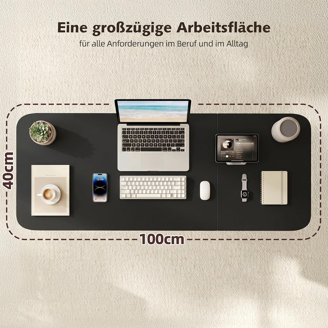 Höhenverstellbarer Schreibtisch 100cm Grosser Platte, Rollen mit Feststellbremsen, Gasdruckfeder, st