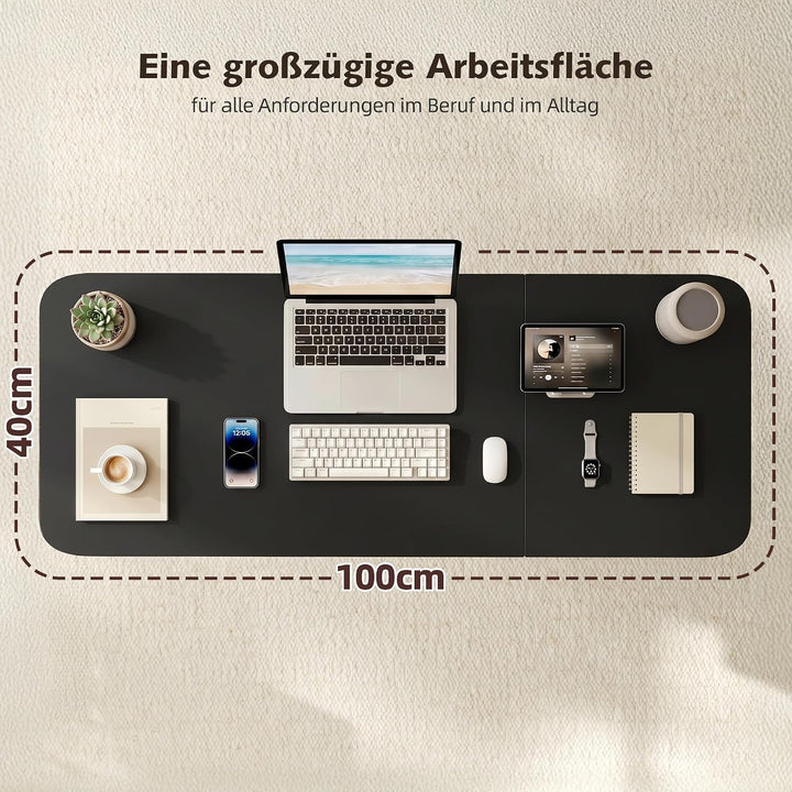 Höhenverstellbarer Schreibtisch 100cm Grosser Platte, Rollen mit Feststellbremsen, Gasdruckfeder, st