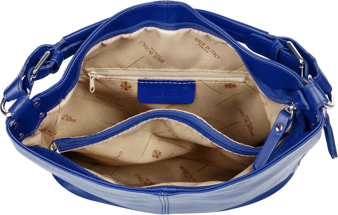 Handtasche Echt Leder Damen | Made in Italy, elegante Schultertasche, Umhängetasche aus Leder | 0175
